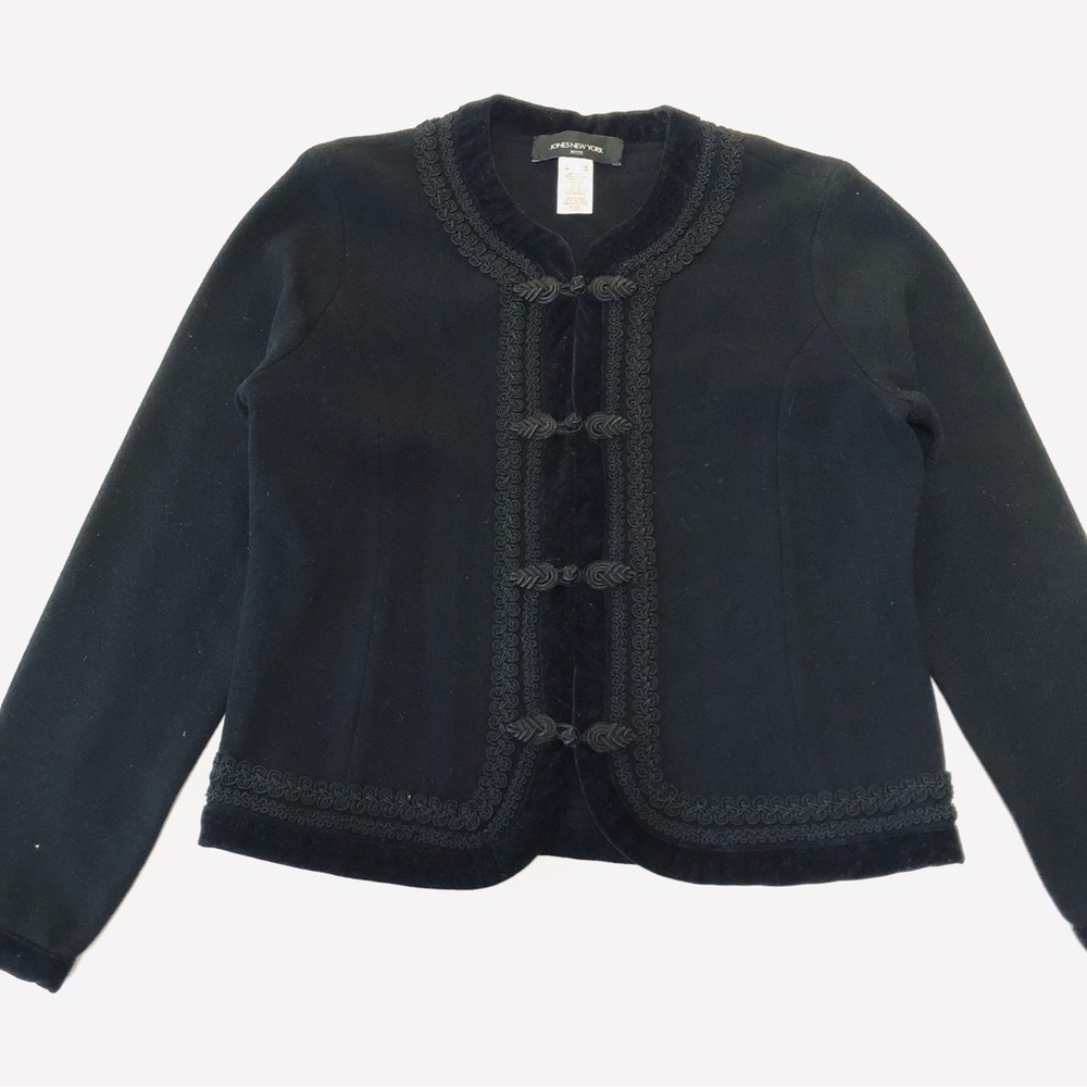 Jones New York Black Jacket with Beautiful Trim Detail - Women's PM